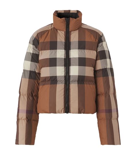 replica burberry down jacket|burberry check cropped puffer jacket.